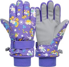 American Trends Winter Gloves for Kids Waterproof Boys M 7-9 Years , Purple
