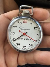 Ingraham USA Mechanical Stopwatch Tested Working, Chrome Case w/ Chain
