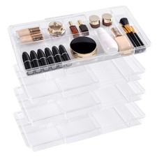 Expandable Drawer Organizer 11.1 to 19.2 Width, 1.3 Height - 4 Pack Clear