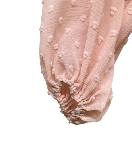 Pretty Little Thing Top 8 Pink Cropped Sheer Swiss Dot Long Sleeve Chiffon - Picture 4 of 6