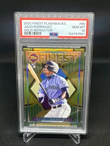 Julio Rodriguez 2022 Topps Finest Flashbacks Gold Refractor Rookie /50 PSA 10
