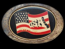 KD25130 VINTAGE 1970s  BORN IN THE USA  AMERICAN FLAG BELT BUCKLE