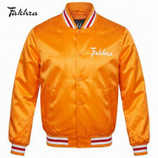 Orange Satin Varsity Letterman Bomber Basebal...