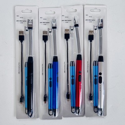 Arc BBQ Lighter USB Rechargeable Flexible Neck 4 Pack 4 Colors