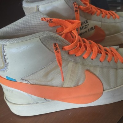 Nike x Off-White Blazer Mid Men's Mid Top Lace-Up Sneakers White/Orange