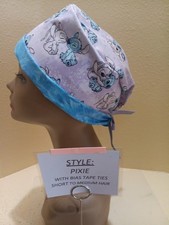 Stitch and Angel Pixie Skull Women's Surgical Scrub Hat/Cap Handmade