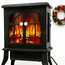 NEW Freestanding Electric Fireplace Heater 1500W Adjustable 3D Realistic Flames