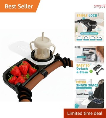 Universal Stroller Snack Tray with Cup Holder Baby Toddler Food Storage Acces...