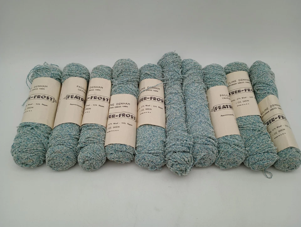 Lot of 10 Pauline Denham Feather Frost Dress Yarn Wool Blend Azure Blue #3119 - Image 2 of 4