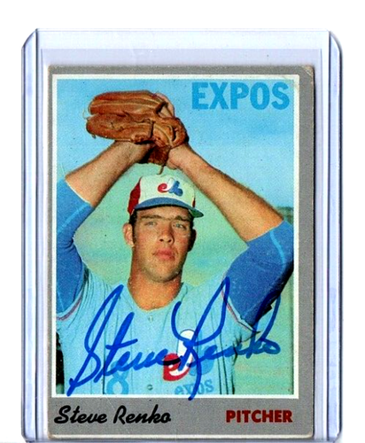 1970 TOPPS VINTAGE RC CARD 87 SIGNED AUTO STEVE RENKO MONTREAL EXPOS 