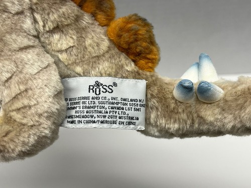 Russ Berrie Stegosaurus Dinosaurier 15 Zoll lang Plüschtier Stofftier hellbraun - Bild 4 von 4