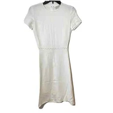 Stella McCartney White A-Line Fit & Flare Dress Womens 38 S Cap Sleeve Cutout
