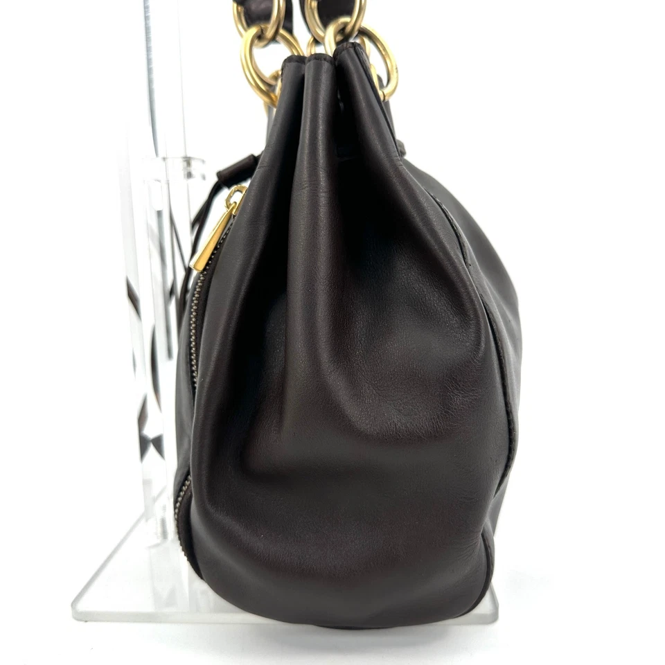 Celine Tote Bag Mini Drawstring Leather Hand Gold ZIP Authentic - Image 4 of 4