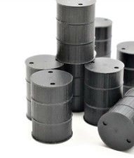 USA Made Miniature Steel 55 Gallon Drum - Black - HO Scale 5-pack 870834
