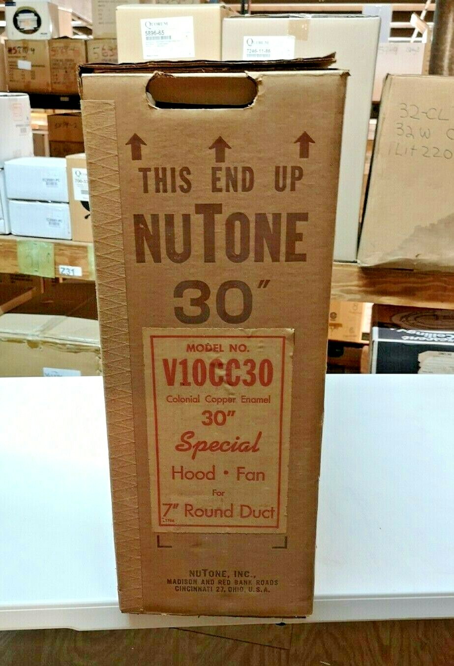 NUTONE Colonial Copper Enamel 30" VINTAGE Range Hood Fan 7" Round Duct