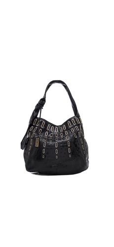 Jimmy Choo Smooth Black Leather Ramona Shoulder Bag Gold Trim Authentic