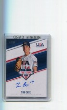 2018 Stars and Stripes Collegiate Team Signatures Tim Cate Blue Ink Auto 6/25