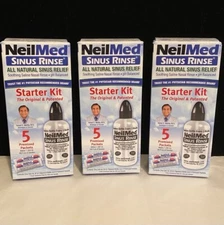 LOT (3) NEW NeilMed Sinus Rinse Starter Kit Kits Expiration 06/2026