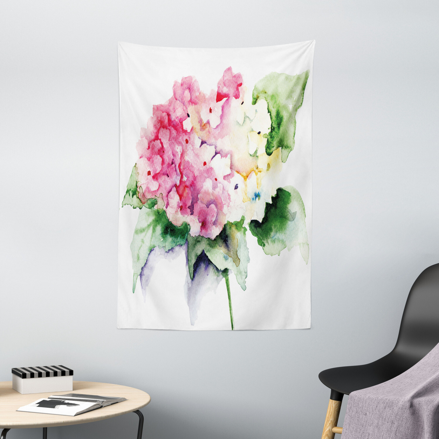 Floral Tapestry Hydrangea Flower Bouquet Print Wall Hanging Decor