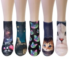 Wrapables® 3D Novelty Funny Ankle Socks, Midnight Cats