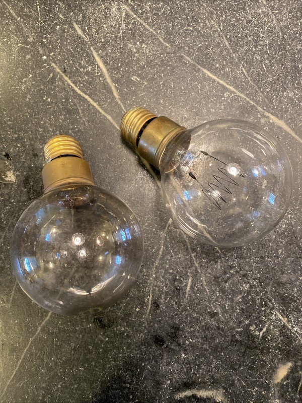 2 Vintage Original Working Light Bulbs- Marked Munder And Nalco