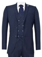 Mens 3 Piece Suit Gatsby 1920s Peaky Blinders Gangster Pinstripe Tailored Fit