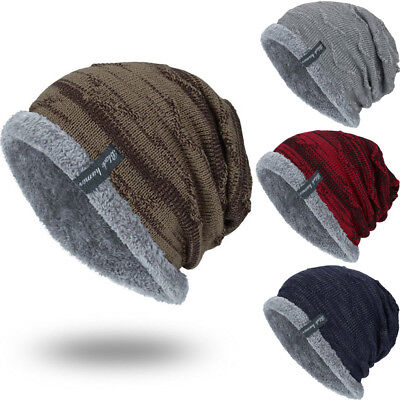 Unisex Men Women Winter Camping Hat Beanie Warm Baggy Wool Ski Cap Fleece Line
