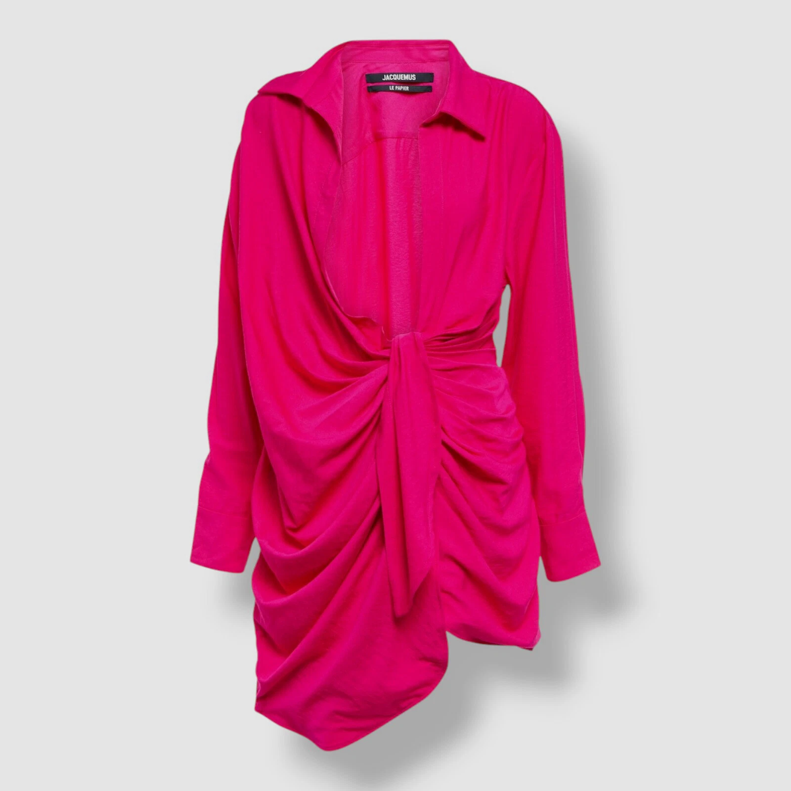 Abito camicia donna Jacquemus rosa La Robe Bahia dettaglio cravatta taglia 34