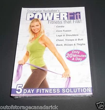 Stephanie Huckabee Powerfit Fitness 5 DVD Set With Resistance Band - Brand New 