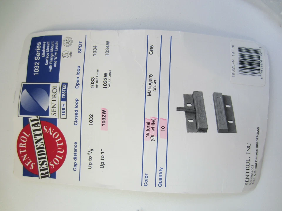 TWO  SENTROL 1032M- SECURITY DOOR WINDOW CONTACT 1032-M *NEW* - Image 2 of 4