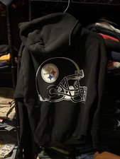 Vintage Pittsburgh Steelers NFL Full Zip Hoodie Size Large 90s Black Football