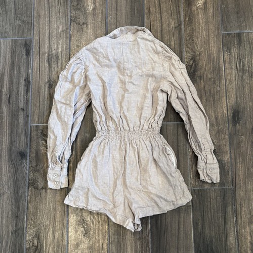 NWOT we Wore What Linen Button Up Romper Long Sleeve Shorts XS (119) - Picture 2 of 6