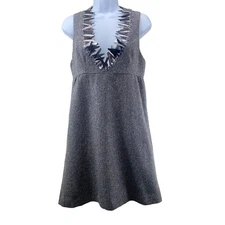 Anna Sui Dress Small Gray  Tweed Mini Silver Pailletes 20th Anniversary New Tags