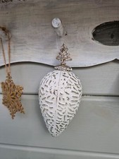 Dekozapfen Vintage Weihnachten Glas  weiß silber 8x8x19cm