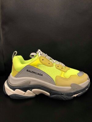 BALENCIAGA パステルイエロー Balenciaga Triple S Sneaker Womens Neon Yellow Grey Speed Flat