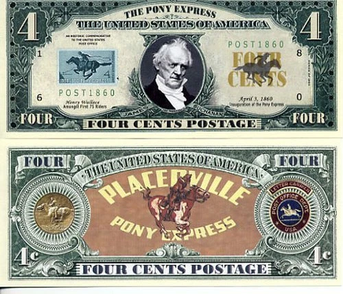 Pony Express 4¢ Dollar Bill Play Funny Money Novelty Note with FREE SLEEVE