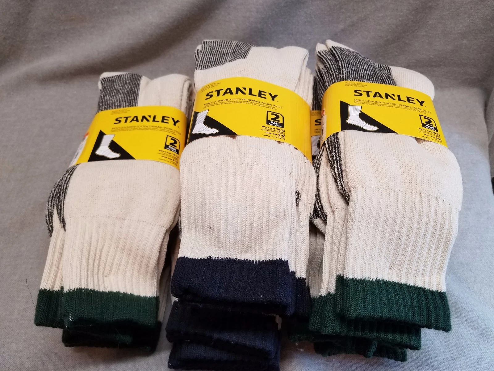 16 Pair Stanley Men's Work Cotton Blend Thermal Long Warm Crew Socks Size 10-13