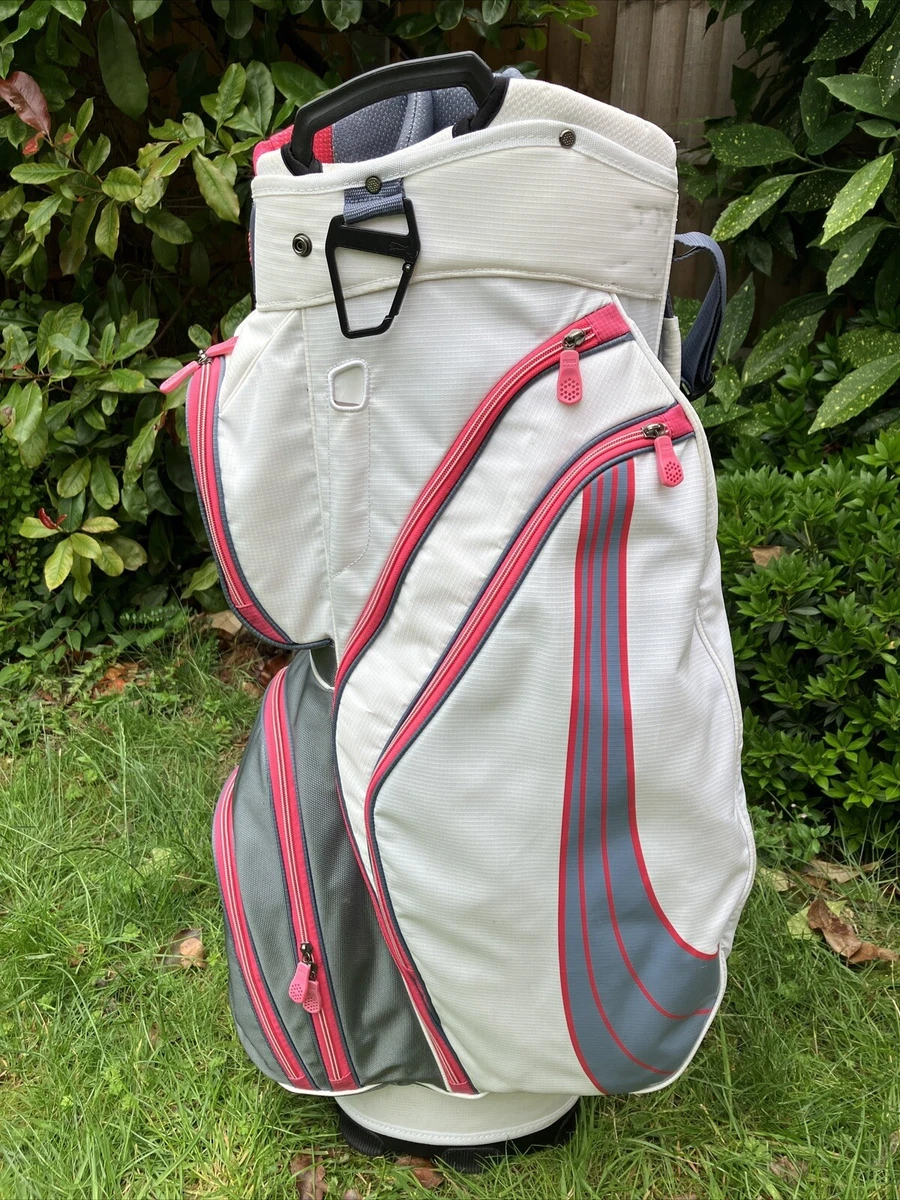 Puma Golf Trolley Cart Bag White Pink 14 Way rainhood strap very nice 2.6kg