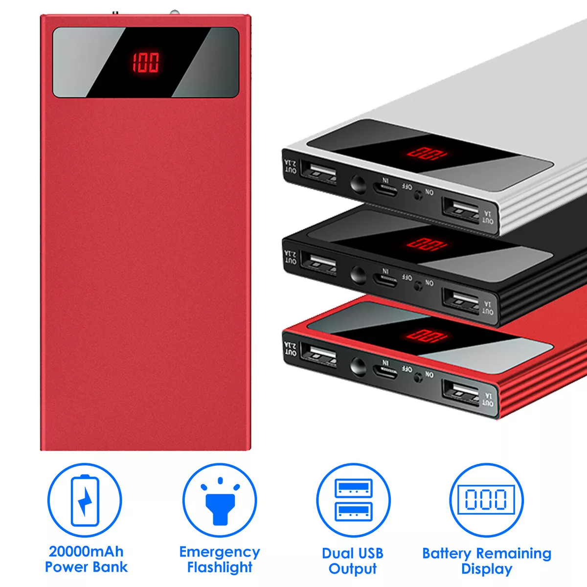 Power Bank 50000mAh High Capacity USB Fast Charging Portable Power Supply with 3 Outputs and 3 Inputs and LCD Display - AliExpress