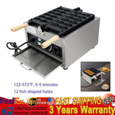 Commercial Electric Fish Shaped Taiyaki Waffle Baking Making Maker Machine