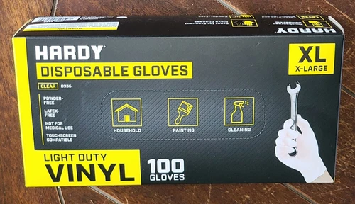 Hardy CLEAR Light Duty XL Vinyl Disposable Gloves ~100 Gloves Per Box~ #8936