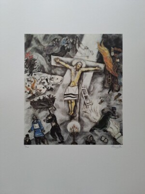Marc Chagall Signed - White Crucifixion - Certificate SPADEM Paris