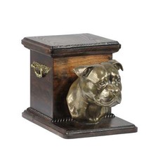 Staffordshire Bull Terrier urn wood casket cremation urn for dog's ashes