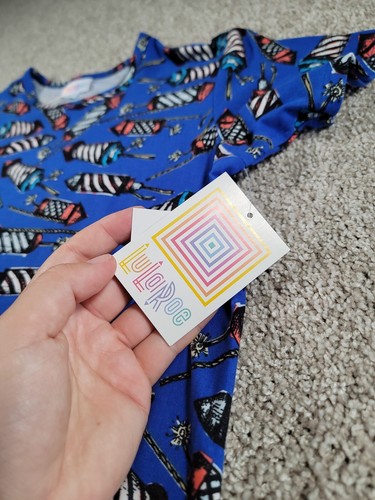Lularoe Gracie Size 14 Short Sleeve Top 4th of July Fireworks Independence Day - Picture 6 of 12