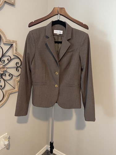 Calvin Klein Women's Lined Brown Blazer 2 Button Jacket - Size 6