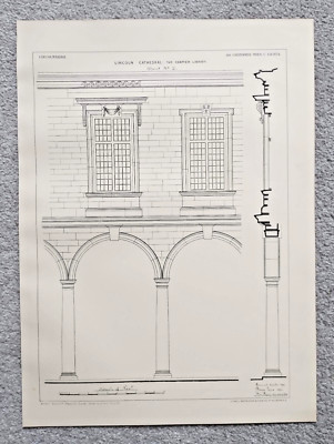 Lincoln Cathedral, Chapter Library, detaillierte Ansicht - antiker Druck - 1890