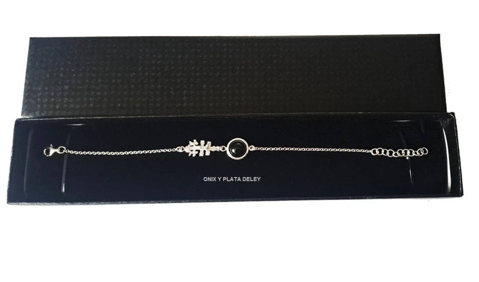 PULSERA CRUZ de CARAVACA PLATA DE LEY y Onix natural 8mm.  Con estuche regalo - Imagen 4 de 4