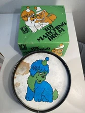 Noble & Cooley Toy Marching Drum #75-9 Blue & Green DOG Orig. Box Vintage Toy