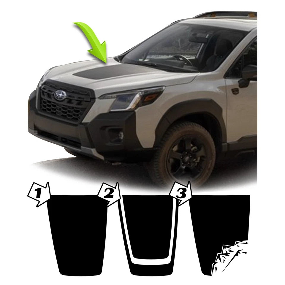 Hood Blackout Racing Stripe Decal Fit Subaru Forester 2017 & up Base Wilderness - Image 2 of 3