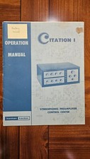 Harman Kardon Citation I Operation Manual for Factory Wired Amplifier